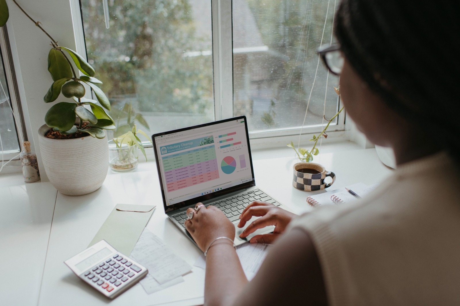 Girl working on a laptop